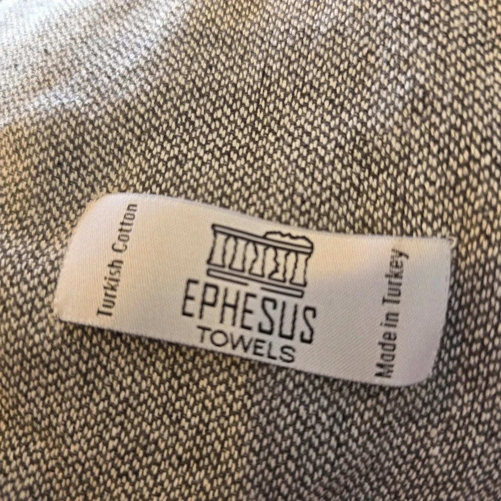 Ephesus Towels Gray & White Herringbone Stripes‎ Turkish Cotton Fringe 68
